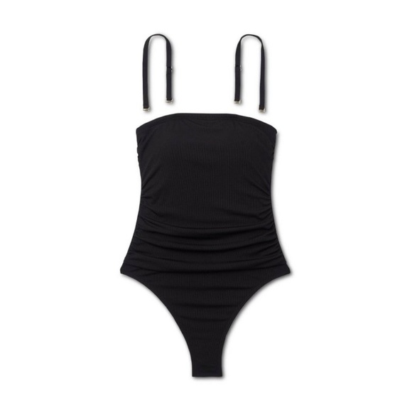 High Leg Bandeau One-Piece Swimsuit from Shade & Shore removable straps - Picture 3 of 5